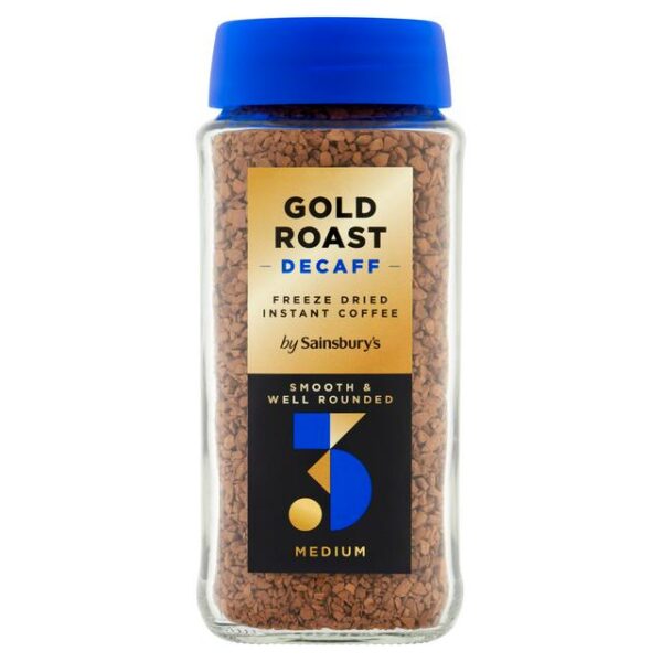 GOLD ROAST DECAFFEINATED FREEZE-DRIED INSTANT COFFEE SAINBURY'S 100g
